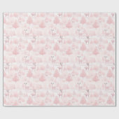 Rosa und weiße Rentierbaume Weihnachten Geschenkpapier (Flach)