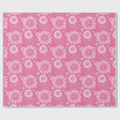 Rosa und weiße Retro Blütendrucke Geschenkpapier (Flach)