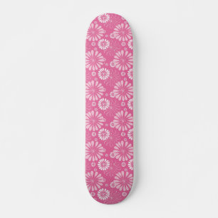 Rosa und weiße Retro Blütendrucke Skateboard