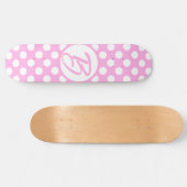 Rosa und weiße Retropolka-Punkte, mit Monogramm Skateboard (Horizontal)