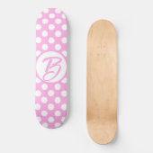 Rosa und weiße Retropolka-Punkte, mit Monogramm Skateboard (Vorderseite)