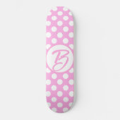 Rosa und weiße Retropolka-Punkte, mit Monogramm Skateboard (Vorderseite)