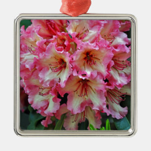 Rosa und weiße Rhododendron-Blume Ornament Aus Metall