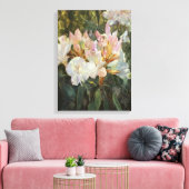 Rosa und weiße Rhododendron Deep Green Folies Leinwanddruck (Insitu (Wohnzimmer))