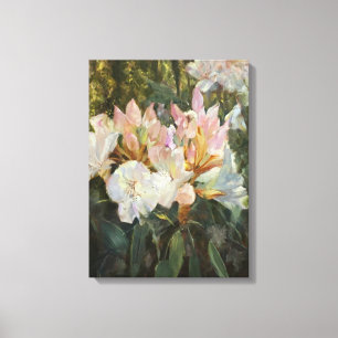 Rosa und weiße Rhododendron Deep Green Folies Leinwanddruck
