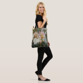 Rosa und weiße Rhododendron Deep Green Folies Tasche (Am Model)