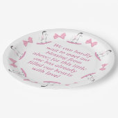 Rosa und weiße Rocking Horse Kinderdusche Pappteller (Schrägansicht)