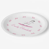 Rosa und Weiße Rockpferde Pappteller (Schrägansicht)