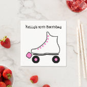 Rosa und weiße Roller Skate Papier Napkins Serviette (Beispiel)