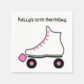 Rosa und weiße Roller Skate Papier Napkins Serviette (Vorderseite)