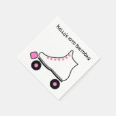 Rosa und weiße Roller Skate Papier Napkins Serviette (Ecke)
