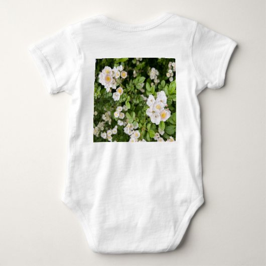 Rosa und weiße Rose auf grünem Individuelle Name Baby Strampler (Rückseite)