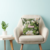 Rosa und weiße Rose auf grünem Individuelle Name Kissen (Stuhl )
