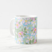 Rosa und weiße Rose auf Sky Blue Kaffeetasse (Vorderseite Links)