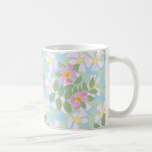 Rosa und weiße Rose auf Sky Blue Kaffeetasse
