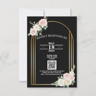 Rosa und weiße Rose blüht Hochzeiten RSVP Karte