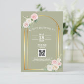 Rosa und weiße Rose blüht Hochzeiten RSVP Karte (Stehend Vorderseite)
