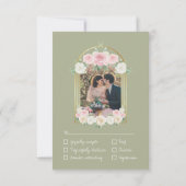 Rosa und weiße Rose blüht Hochzeiten RSVP Karte (Rückseite)