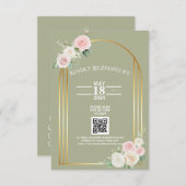 Rosa und weiße Rose blüht Hochzeiten RSVP Karte (Vorne/Hinten)