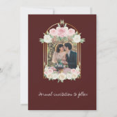 Rosa und weiße Rose blüht Hochzeiten Save The Date (Rückseite)
