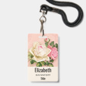Rosa und Weiße Rose Bouquet Ausweis (Back with Lanyard)