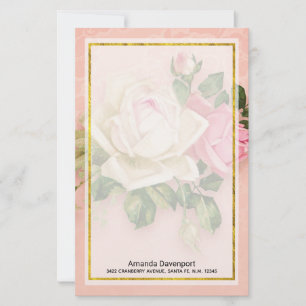 Rosa und Weiße Rose Bouquet Briefpapier