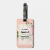 Rosa und Weiße Rose Bouquet Gepäckanhänger (Rückseite vertikal)