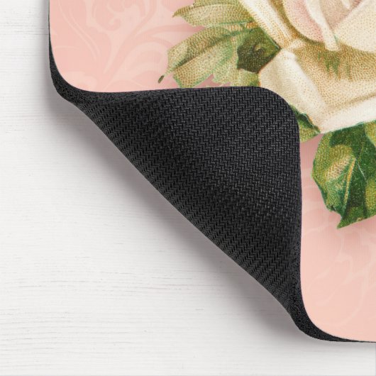 Rosa und Weiße Rose Bouquet Mousepad (Ecke)