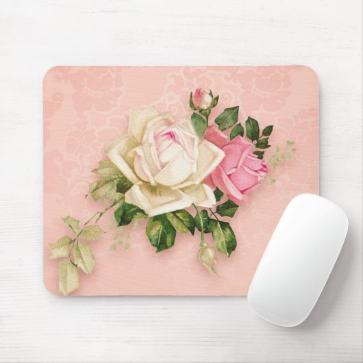 Rosa und Weiße Rose Bouquet Mousepad (Mit Mouse)