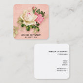 Rosa und Weiße Rose Bouquet Quadratische Visitenkarte (Vorne/Hinten)
