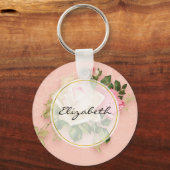 Rosa und Weiße Rose Bouquet Schlüsselanhänger (Vorderseite)