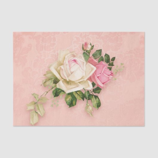 Rosa und Weiße Rose Bouquet Seidenpapier (Vorderseite)