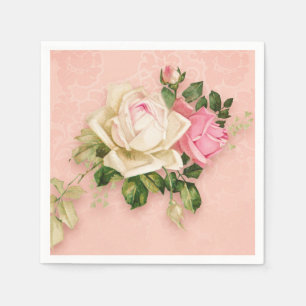 Rosa und Weiße Rose Bouquet Serviette
