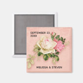 Rosa und Weiße Rose Bouquet Wedding Magnet (Vorderseite/Rückseite)