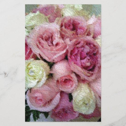 Rosa und Weiße Rosen Briefpapier (Vorderseite)