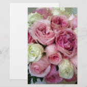 Rosa und Weiße Rosen Briefpapier (Vorne/Hinten)