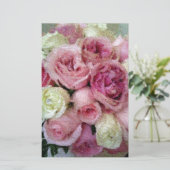 Rosa und Weiße Rosen Briefpapier (Stehend Vorderseite)