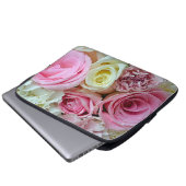 Rosa und weiße Rosen drucken Laptop-Hülle Laptopschutzhülle (Vorne Knopf)