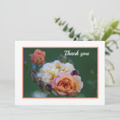 Rosa und weiße Rosen Flat Danke Karte (Stehend Vorderseite)