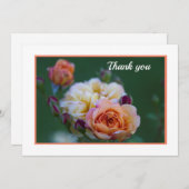 Rosa und weiße Rosen Flat Danke Karte (Vorne/Hinten)