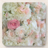 Rosa und Weiße Rosen Getränkeuntersetzer (Vorderseite)