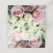 Rosa und Weiße Rosen Hochzeitsfalte Platzkarte (Außenseite Aufgefaltet)