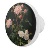 Rosa und weiße Rosen im schwarzen Hintergrund Keramikknauf (Rechts)