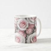 Rosa und Weiße Rosen Kaffeetasse (VorderseiteRechts)