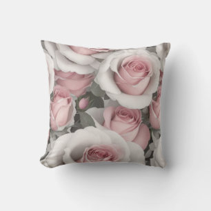 Rosa und Weiße Rosen Kissen