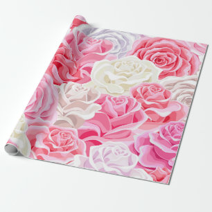 Rosa und weiße Rosen nahtlos Muster. Blume Geschenkpapier
