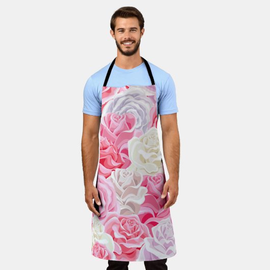 Rosa und weiße Rosen nahtlos Muster. Blume Schürze (Getragen)