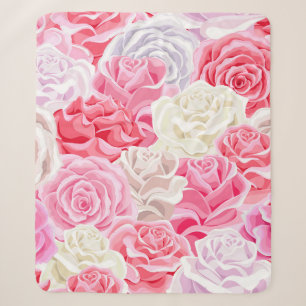 Rosa und weiße Rosen nahtlos Muster. Blume Sherpadecke