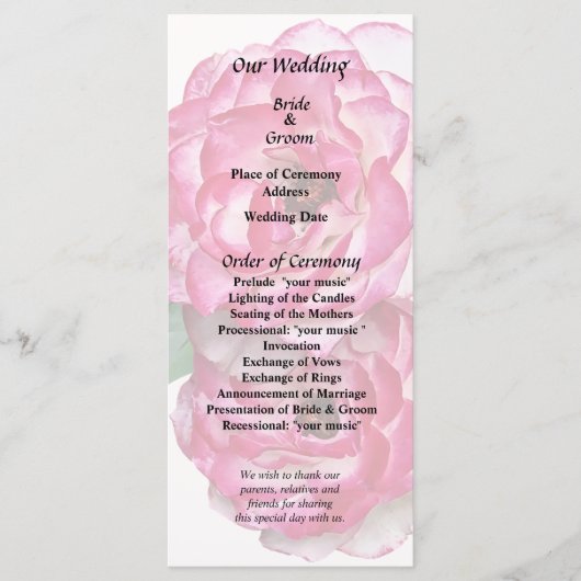 Rosa und Weiße Rosen Programm (Vorderseite)