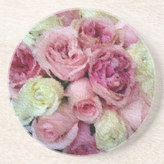 Rosa und Weiße Rosen Untersetzer (Vorne)